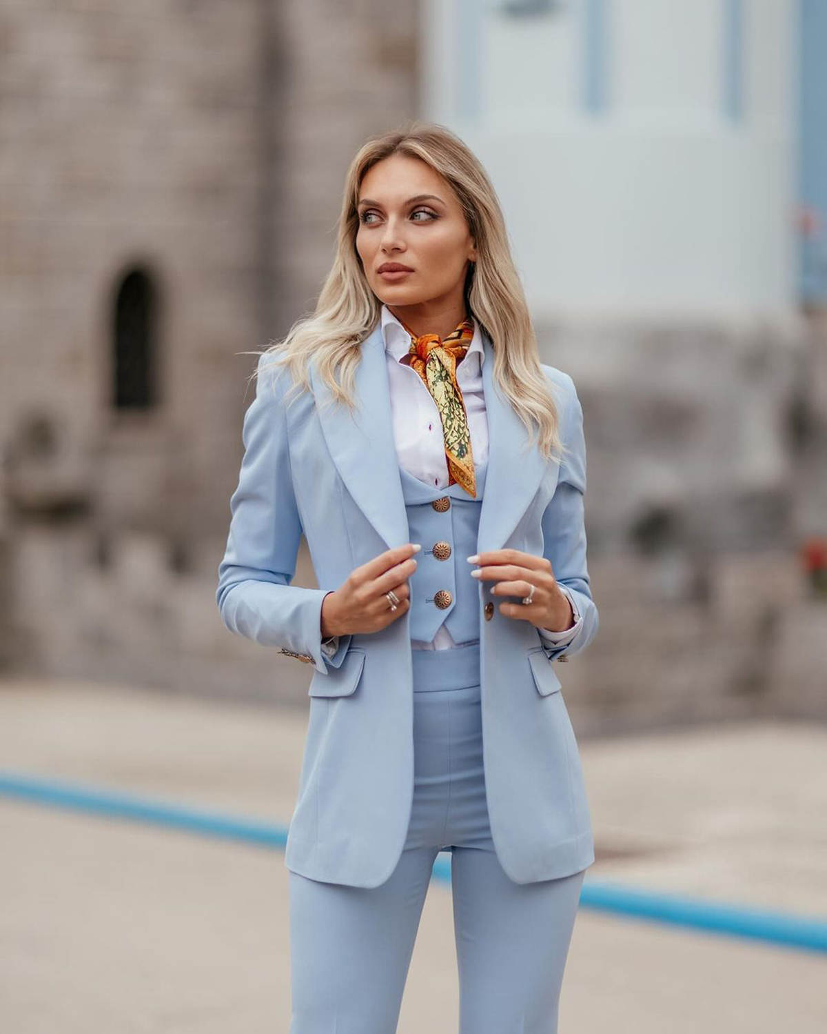 Women Formal Suits Sky Blue Pe - Women'S Formal Jackets To Wear With Dresses ulasan dan harga