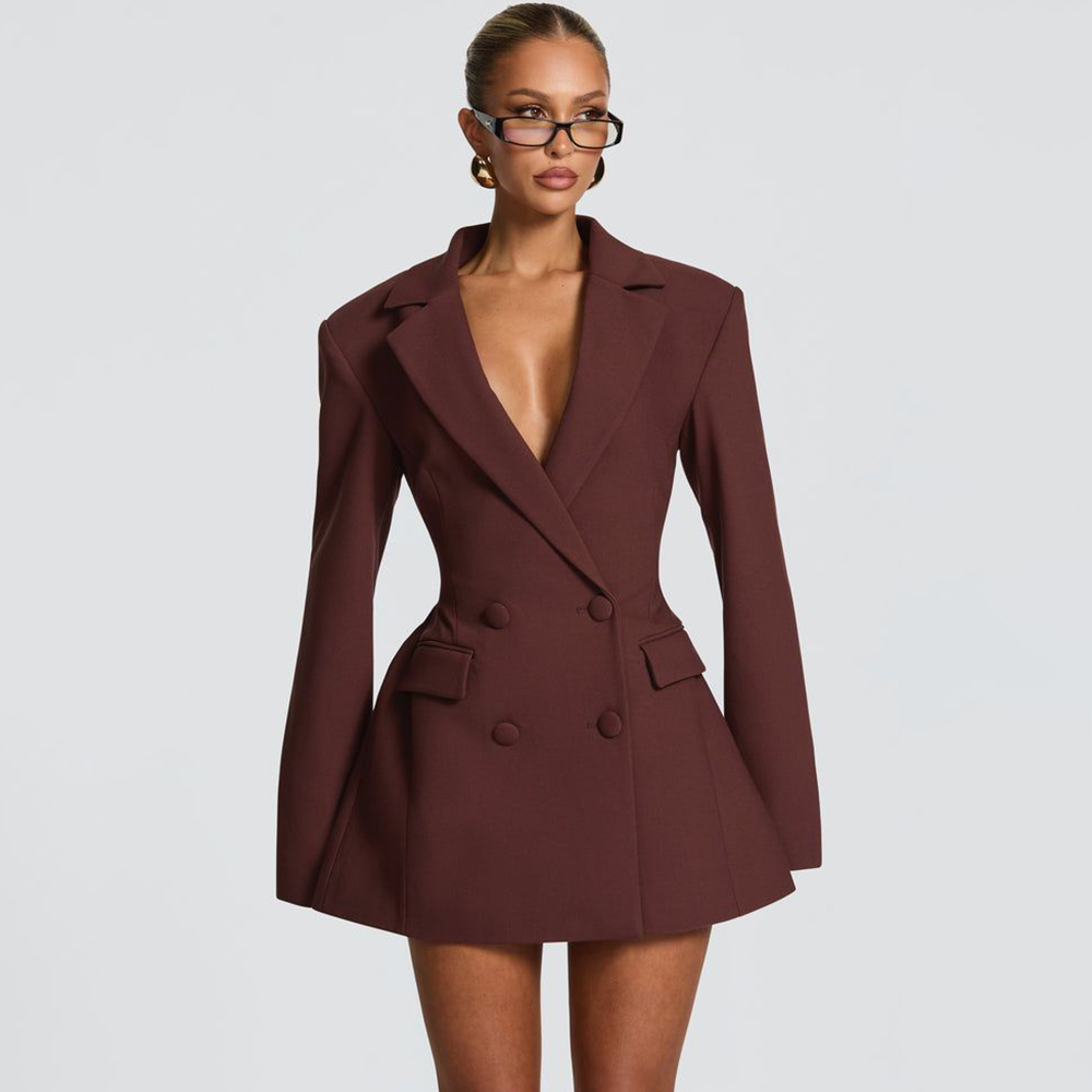 Elegant Women's Brown Flared B - Women'S Formal Jackets To Wear With Dresses ulasan dan harga