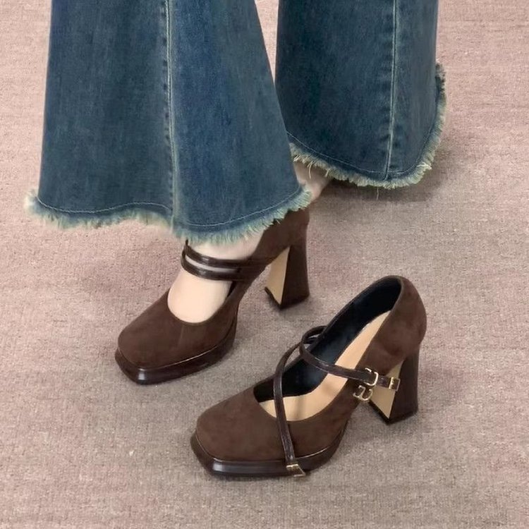 Vintage Thick High Women Mary  - Vintage Women'S Formal Wear ulasan dan harga