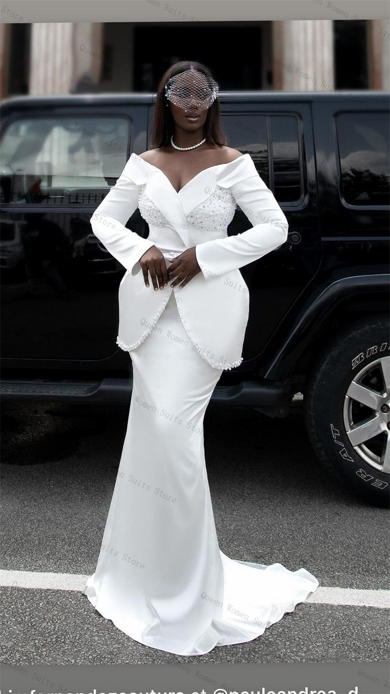 White Pearls Women Suit Skirt  - Women'S Formal Jackets To Wear With Dresses ulasan dan harga