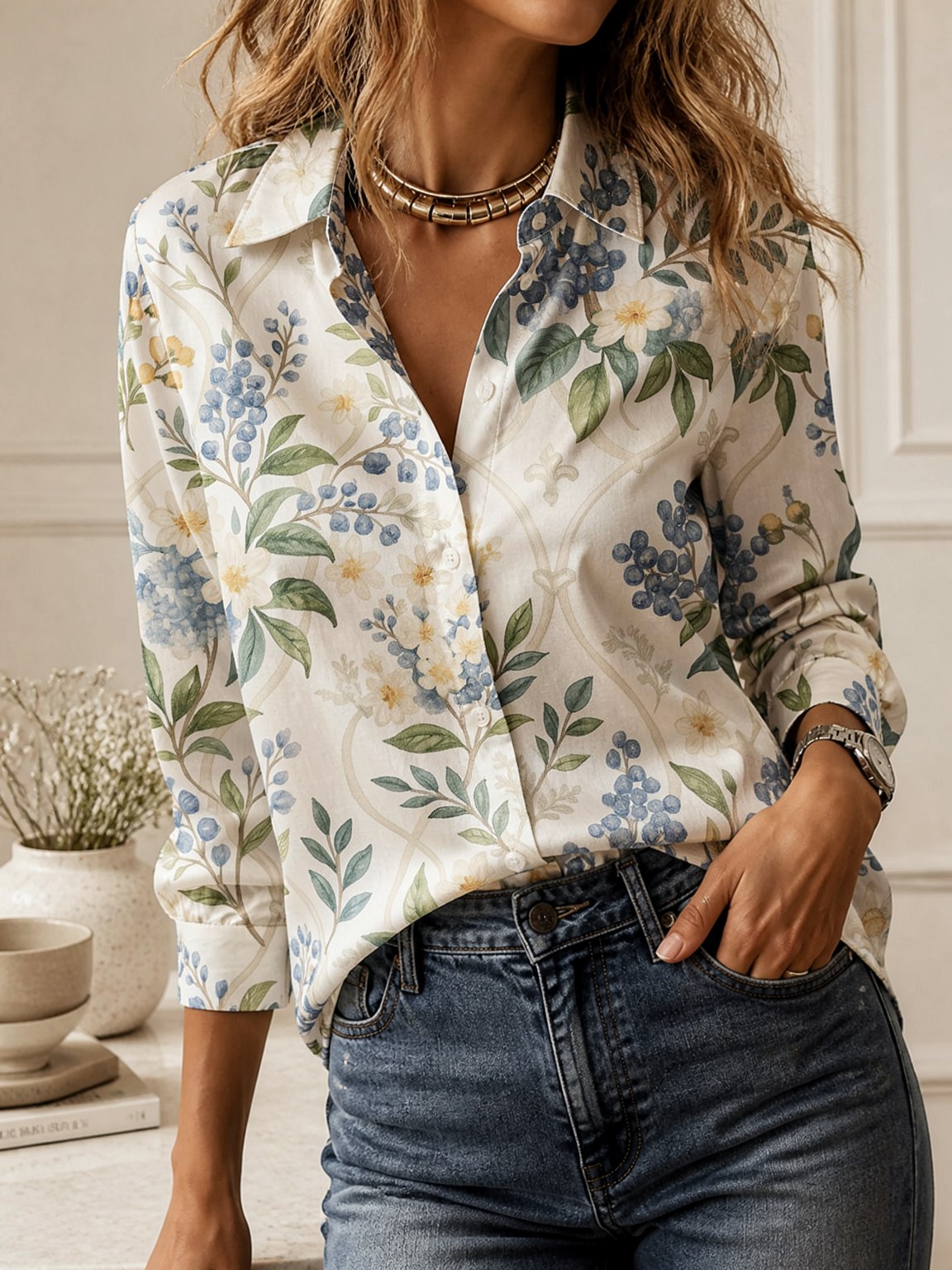 Casual All-match Collared Blou - Women'S Formal Wear Blouse ulasan dan harga