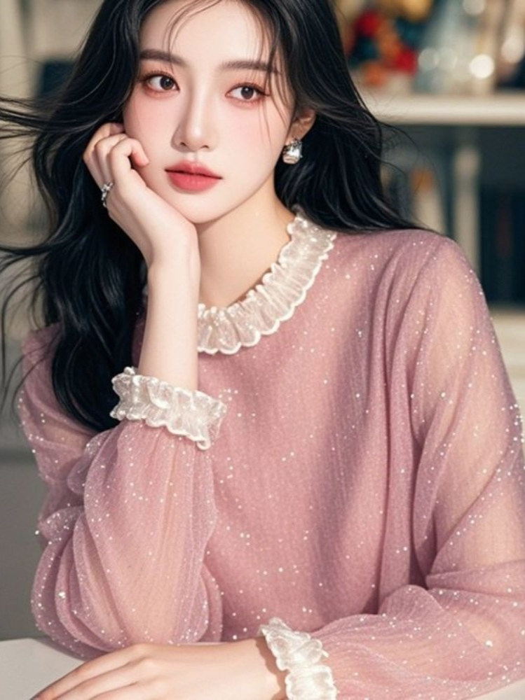 French Sweet Blouses Ruffles P - Women'S Formal Wear Blouse ulasan dan harga