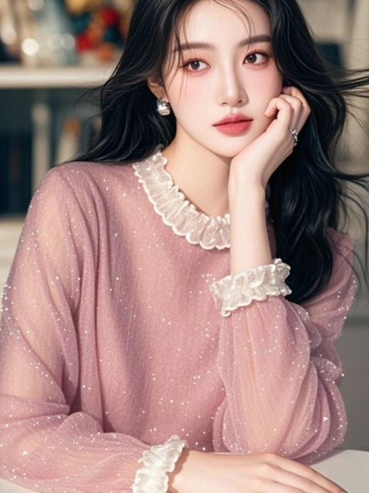 French Sweet Blouses Ruffles P - Women'S Formal Wear Blouse ulasan dan harga