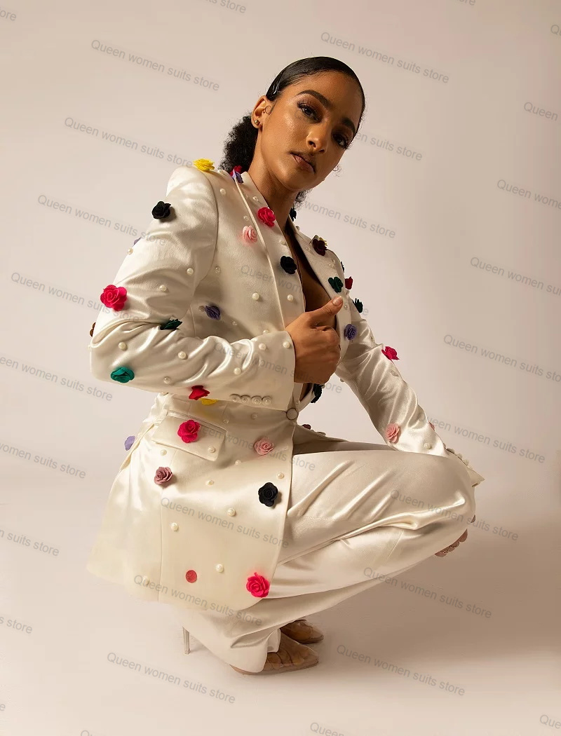 Off White Satin Women Suit Set - Women'S Formal Jackets To Wear With Dresses ulasan dan harga