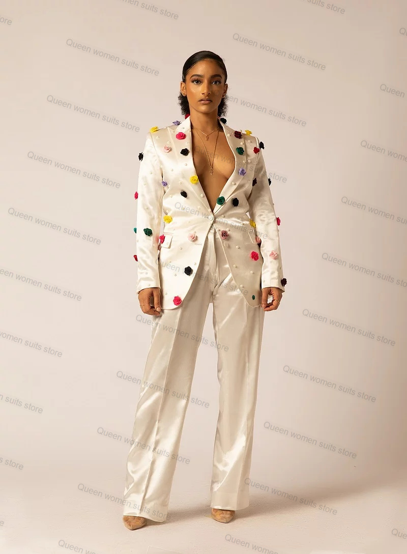 Off White Satin Women Suit Set - Women'S Formal Jackets To Wear With Dresses ulasan dan harga