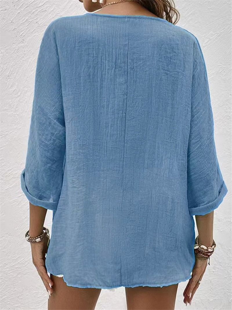 Elegant Buttons Solid Blouse S - Women'S Formal Wear Blouse ulasan dan harga