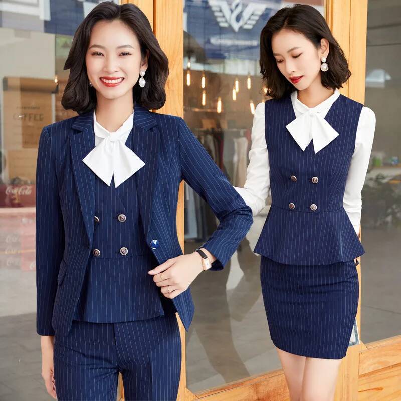 Fashion Striped Formal Busines - Women'S Formal Wear Pantsuits ulasan dan harga