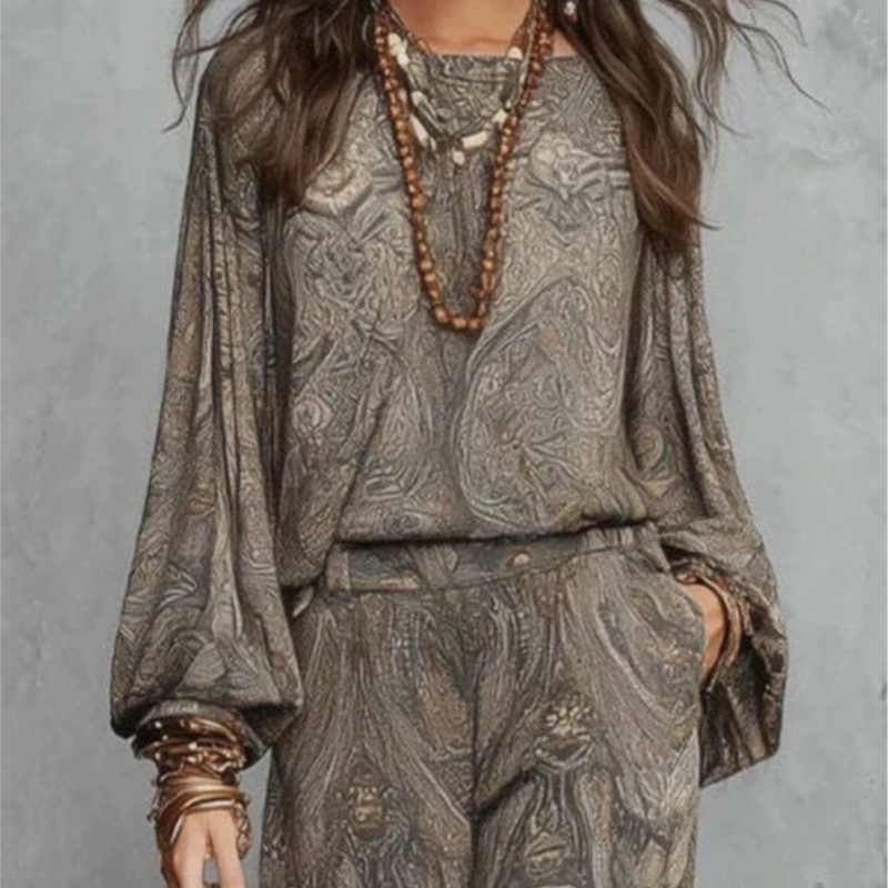 Boho Paisley Print Two-Piece S - Women'S Formal Wear Blouse ulasan dan harga