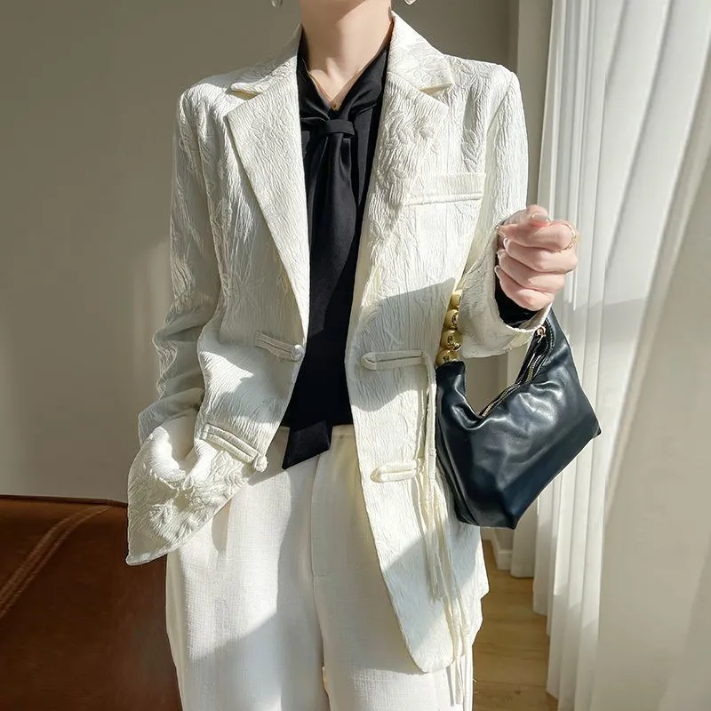 Women's White Textured Blazer  - Women Formal Wear Blazers ulasan dan harga