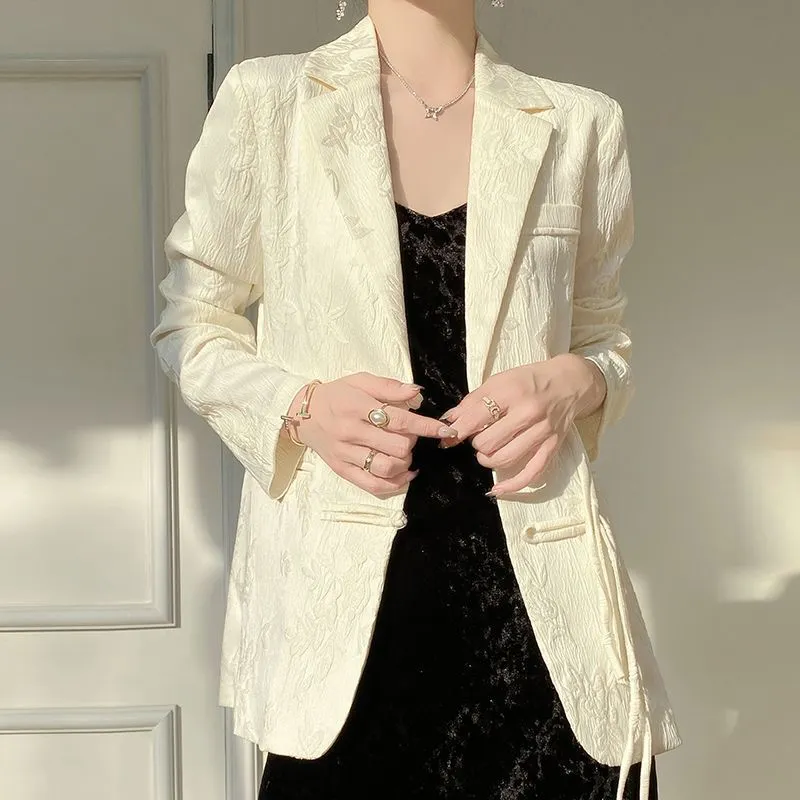 Women's White Textured Blazer  - Women Formal Wear Blazers ulasan dan harga