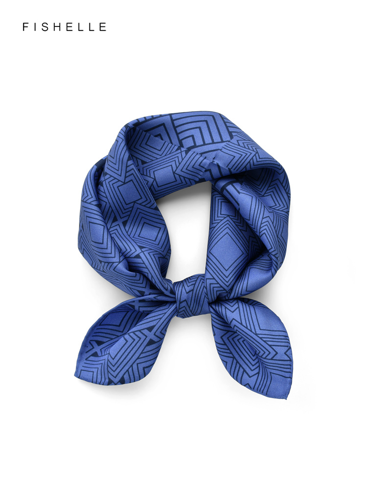 Geometric printed real silk tw - Scarf Silk Neck ulasan dan harga