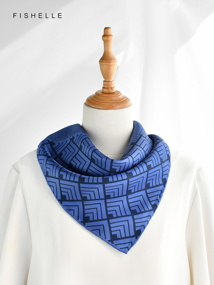 Geometric printed real silk tw - Scarf Silk Neck ulasan dan harga