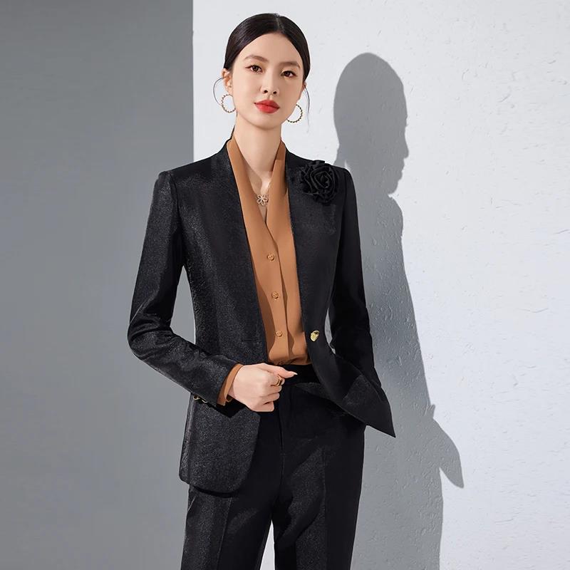 Women Blazer Pants Sets Gold A - Women'S Formal Wear Pantsuits ulasan dan harga