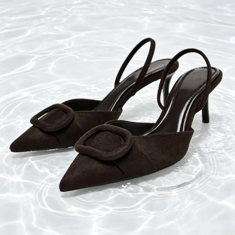 Coffee Faux Suede High-heel Sa - Women Formal Wear For Office ulasan dan harga